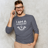 "I AM A MOSAICIST" Distressed Men Long Sleeve T-Shirt - Gray